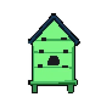 Apiary hive pixel art vector illustration Stock Illustration