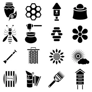 Apiary icons set, simple style 스톡 일러스트