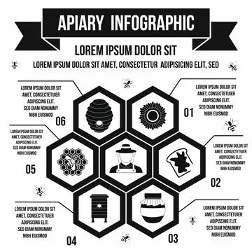 Apiary infographic, simple style Stock Illustration