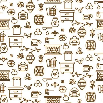 Apiary outline icon seamless vector pattern Illustrazione stock