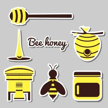 Apiary Set Icons Stock Illustration