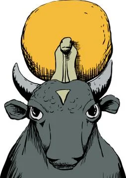 Apis bull god with sun disk Stock Illustration