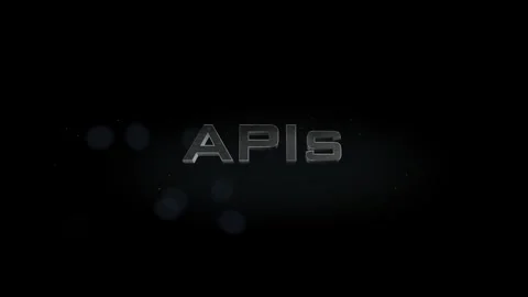 APIs title 3D metal text on black alpha channel background Stock Footage 301065285