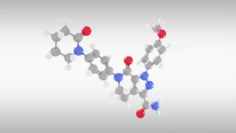 Apixaban C25H25N5O4 molecular structure 動画素材 155276545