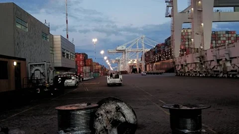APL Container Shipping Facility - Frontage View at Dusk Video stock 150009165