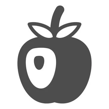 Aplle with bone solid icon, fruits and berries concept, bitten off apple with Stock Illustration