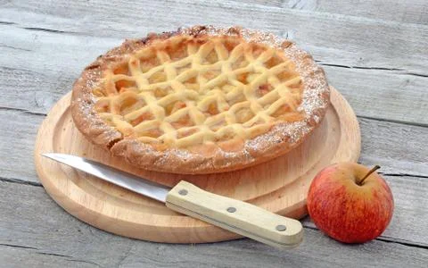 Aplle pie on cutting board Stock Photos