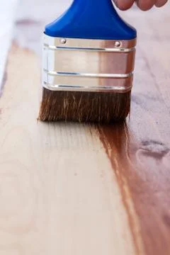 Aplying varnish Foto stock