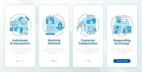 APM values blue onboarding mobile app screen Stock Illustration