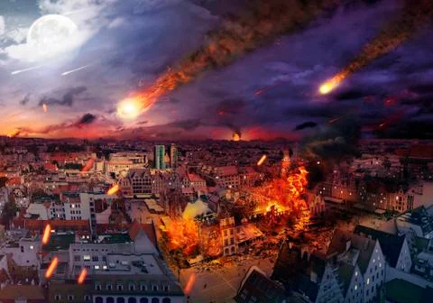 Apocalypse caused by a meteorite Stock Illustration