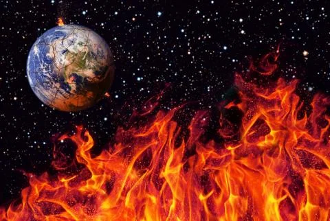 Apocalypse, the earth destroyed by exploding sun . End of The Time. Science Stock Photos
