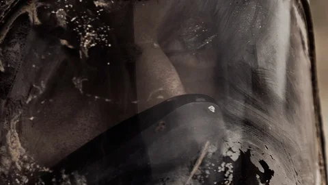 Apocalypse. A lonely warrior wanders through the wasteland. Stock Footage 95397299