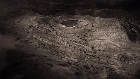 Apocalypse. A lonely warrior wanders through the wasteland. Stock Footage 95397573