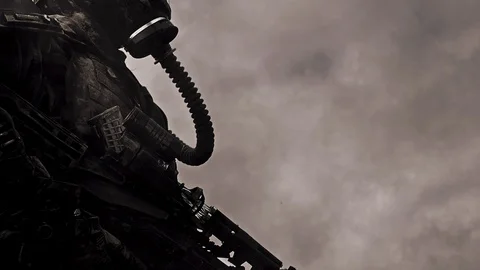 Apocalypse. A lonely warrior wanders through the wasteland. Stock Footage 95397597