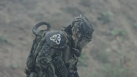 Apocalypse. A lonely warrior wanders through the wasteland. Stock Footage 95402303