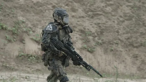 Apocalypse. A lonely warrior wanders through the wasteland. Stock Footage 95402482