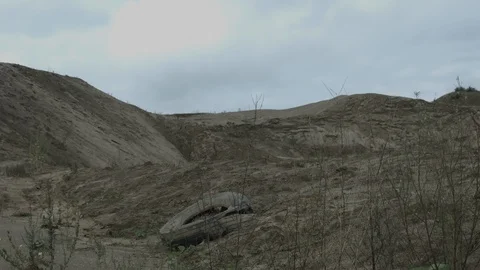Apocalypse. A lonely warrior wanders through the wasteland. Stock Footage 95416418