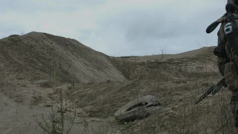 Apocalypse. A lonely warrior wanders through the wasteland. Stock Footage 95416552