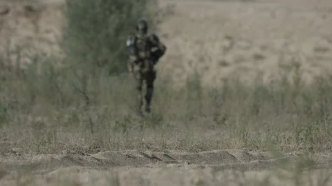 Apocalypse. A lonely warrior wanders through the wasteland. Stock Footage 95417297