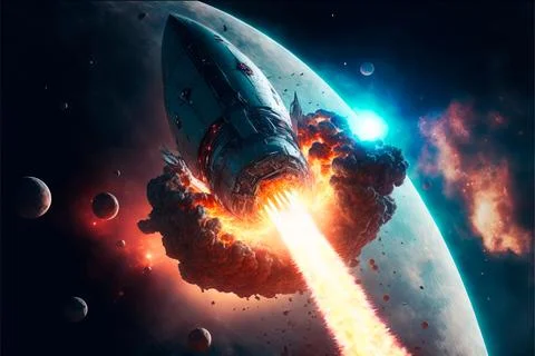 Apocalypse in space, destroying cosmic object. Stock Illustration