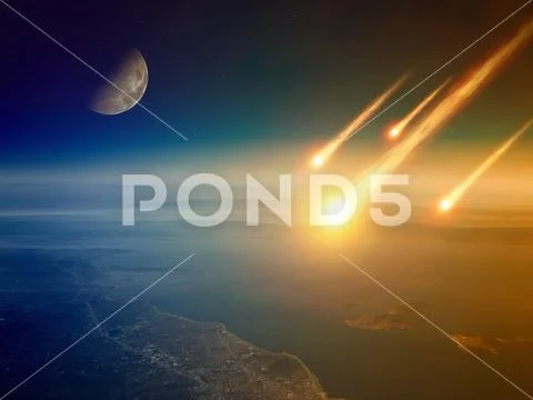 Apocalyptic background - asteroid impact, end of world, judgment day Stock Photos