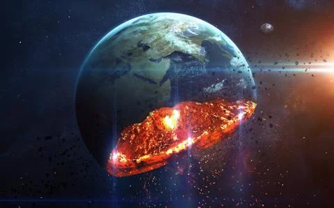 Apocalyptic background - planet Earth exploding Foto stock