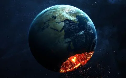 Apocalyptic background - planet Earth exploding Stock Photos