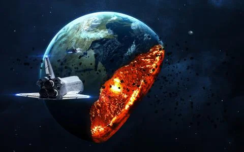 Apocalyptic background - planet Earth exploding Stock Photos