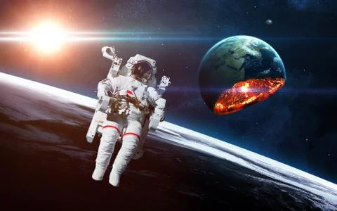 Apocalyptic background - planet Earth exploding Stock Photos