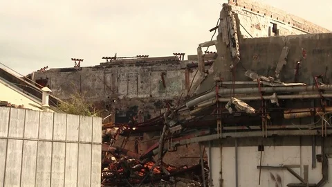 Apocalyptic city ruins Stock Footage 90214444