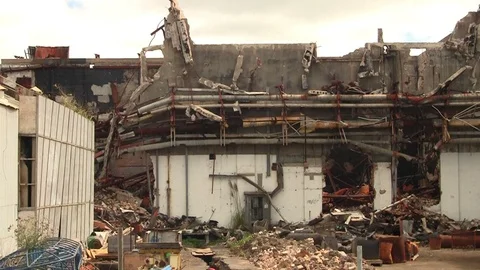 Apocalyptic city ruins Stock Footage 90215393
