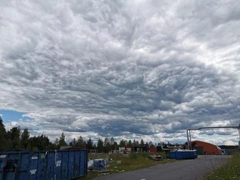 Apocalyptic clouds over waste ground Stock Photos