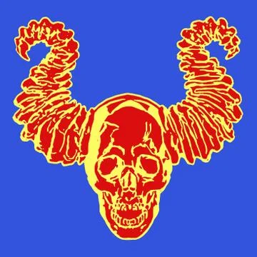 Apocalyptic demon skull with horns. Vector illustration. Stock Illustration