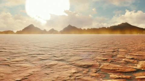 Apocalyptic desert. Post-Apocalypse, global warming, climate change, hot dusty Stock Illustration