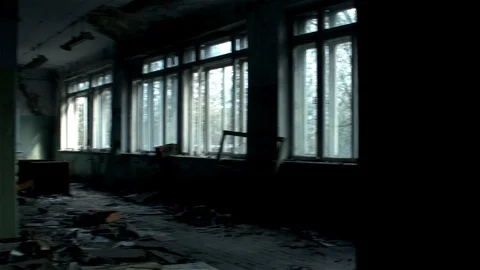 Apocalyptic location with a strange bald man Stock Footage 78129086