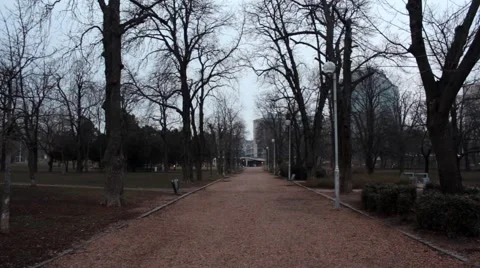 Apocalyptic park during winter in Budapest, Hungary. #B Stock Footage 45757942