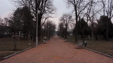 Apocalyptic park during winter in Budapest, Hungary. Stock Footage 45757968