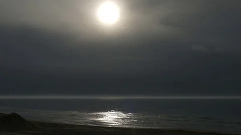 Apocalyptic sun shining on the sea Stock Footage 83520380