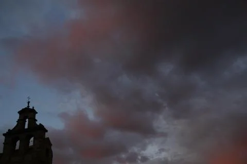 Apocalyptic sunset in the sky of the guard Stock Photos