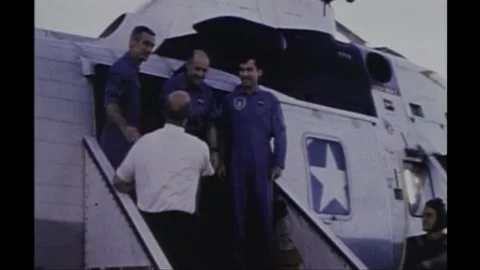 Apollo 10 Astronauts John Young, Eugene Cernan and Thomas Stafford Stock Footage 270937657