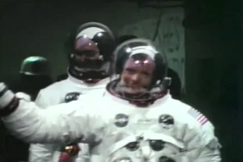Apollo 11 Astronauts Entering Rocket for Mission to Moon 1969 Stock Footage