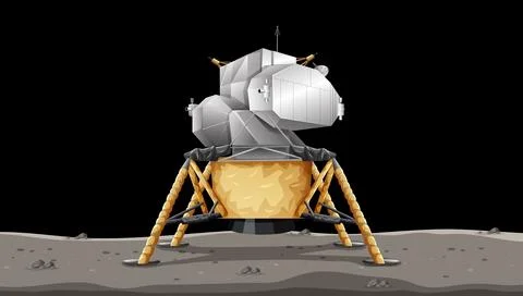 Apollo 11 Lunar Module on Moon Surface Stock Illustration