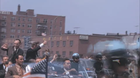 Apollo 11 Motorcade Astronauts Wave To Crowd Queens New York 1960s Stock Footage 341008468