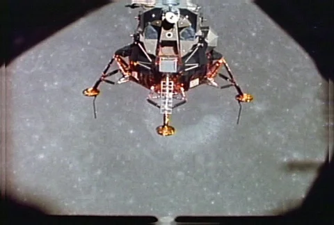 Apollo 12 - lunar module shown in lunar orbit Stock Footage