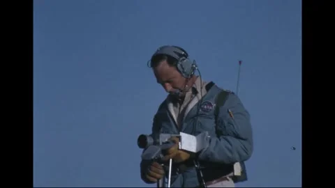 Apollo 14 Astronaut Edgar Mitchell pre-launch training with camera Stock Footage 274336108