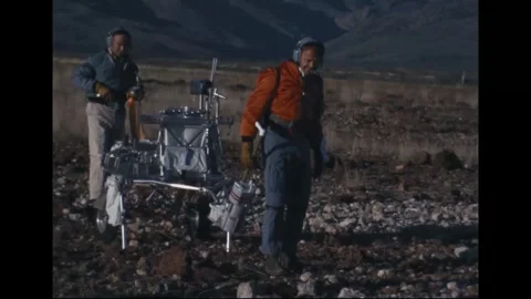 Apollo 14 Astronauts Alan Shepard and Edgar Mitchell geology training with MET Stock Footage 274336053