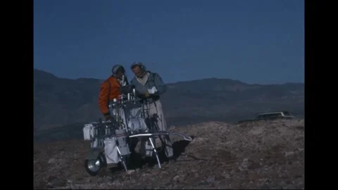 Apollo 14 Astronauts Alan Shepard and Edgar Mitchell geology training with MET Stock Footage 274336120