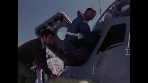 Apollo 8 back-up crew Buzz Aldrin climbing into command module egress training Stock Footage 271518896