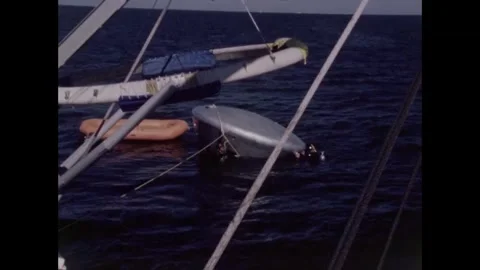 Apollo 8 back-up crew command module nose-down in sea during egress training Stockbeeldmateriaal 271518891