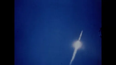 Apollo 8 Saturn V rocket launches into orbit - 1967 Stock Footage 94340254